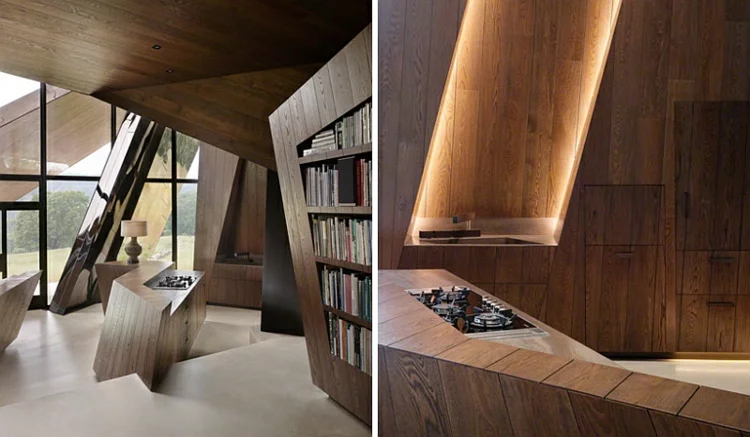 moderne architektur und design holzeinrichtung hausbibliothek wohnzimmer