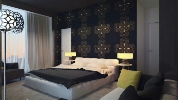 modern schlafzimmer wandgestaltung gestalten schwarz