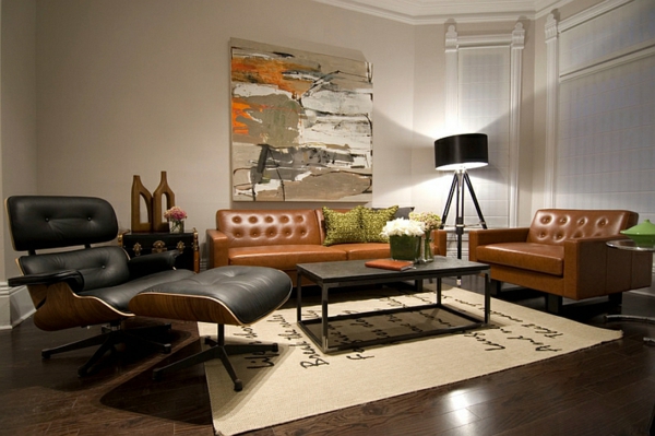 modernes wohnzimmer gestalten designer möbel relax sessel led standleuchten
