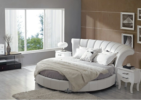 runde Betten matratze kopfteil weiß weich nachttisch