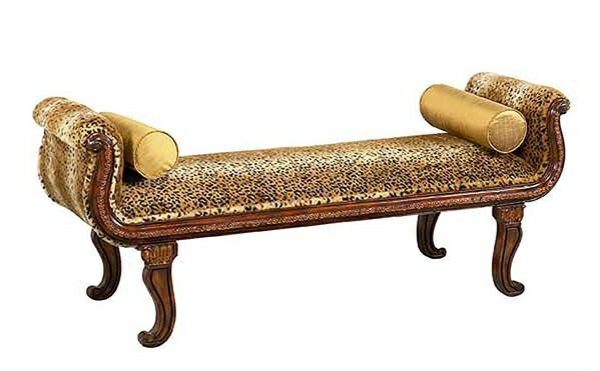 schlafzimmer bank ottomane tiermuster holz gepolstert antukmöbel retro stil