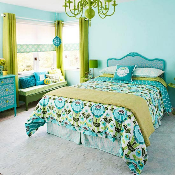 schlafzimmer wandgestaltung frische farben grün
