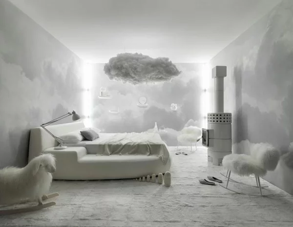 schlafzimmer schlafzimmerwand gestalten himmel inspiration