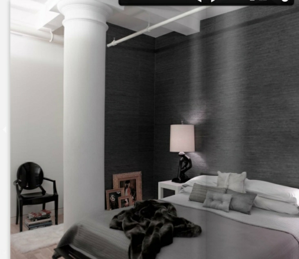 schlafzimmer design wandfarbe grautöne bett 