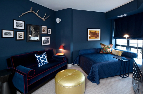 schlafzimmer innendesign modern zeitgenössisch blau