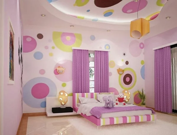 schlafzimmer wandgestaltung design rosa lila