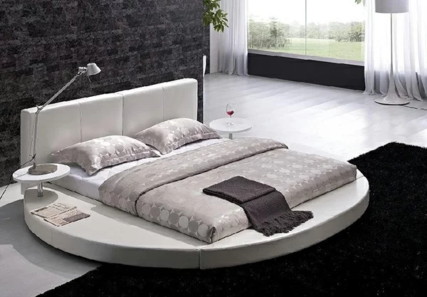 schwarz wand verkleidung bett plattform matratze runde Betten