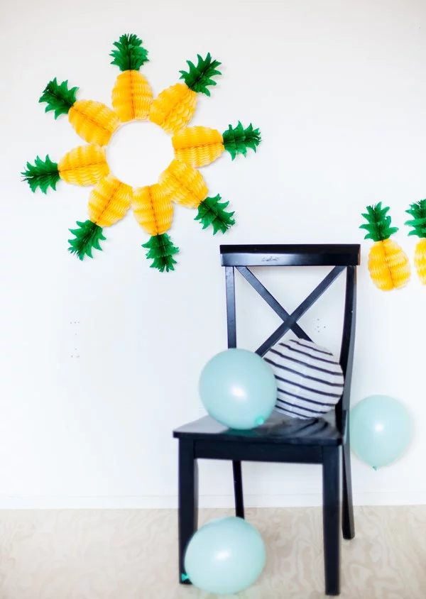 sommerparty deko ideen wanddeko ananas luftbalons