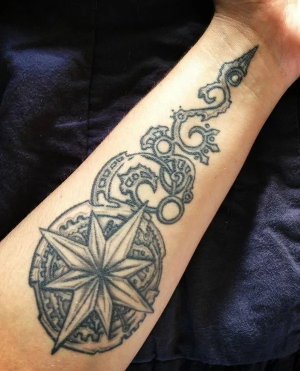 trendy unterarm tattoo bilder kompass 