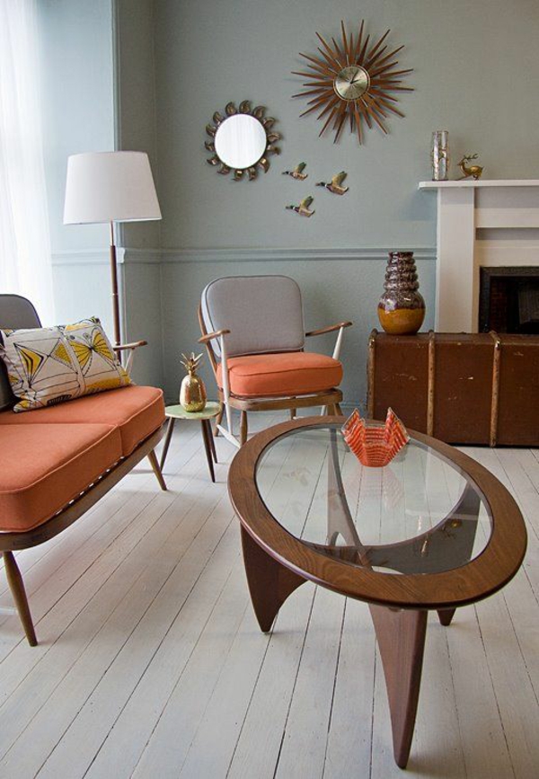 wandfarbe grautöne wohnzimmer design rosa möbel 