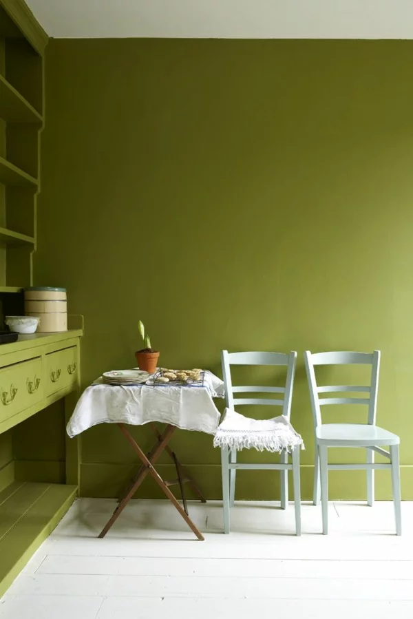 wandfarbe olivgrün wände streichen farbideen esszimmer ideen