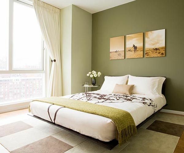 wandfarbe olivgrün wände streichen schlafzimmer grüne farbtöne