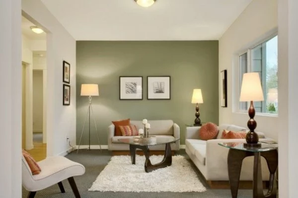 wandfarbe olivgrün wände streichen wohnzimmer grüne farbtöne