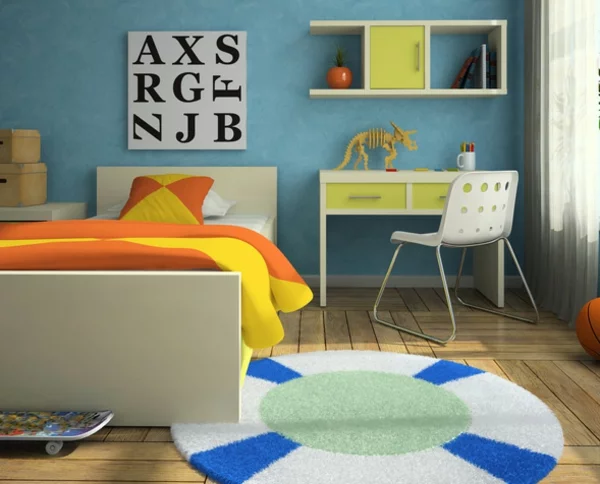 wandfarben ideen schlafzimmer kinderzimmer jungenzimmer hell blau wände streichen
