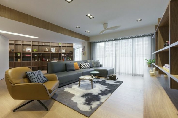 wohnzimmer gestaltungsideen modern sofa teppich sessel 