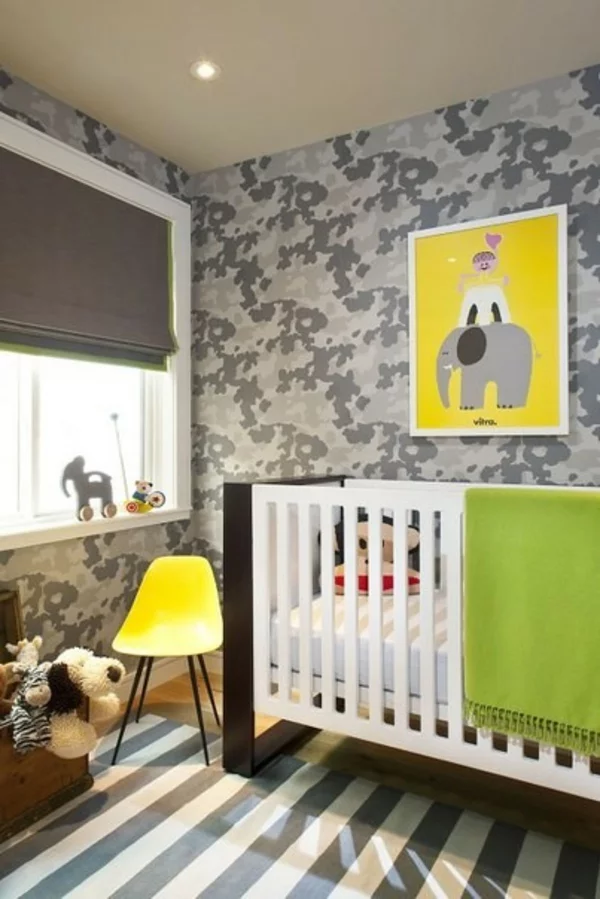 Babyzimmer grau gestalten beispiele streifen teppich