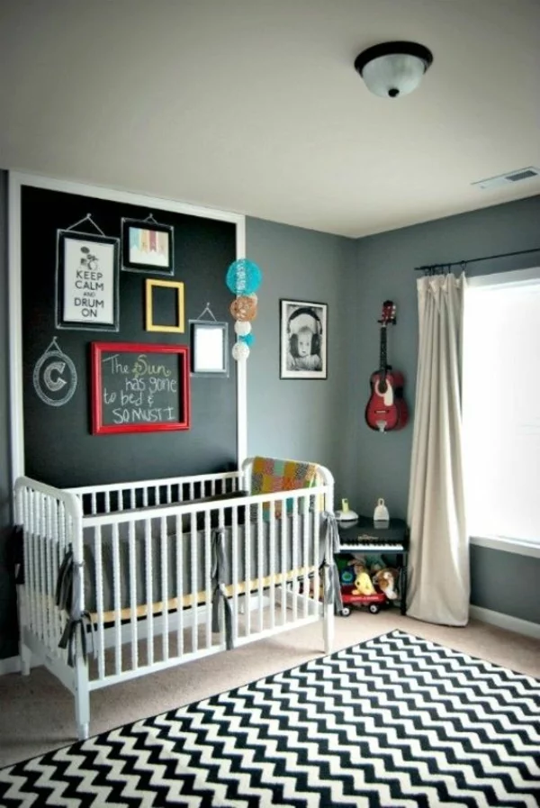 Babyzimmer einrichten deko ideen kinderkrippe dunkel wandfarbe