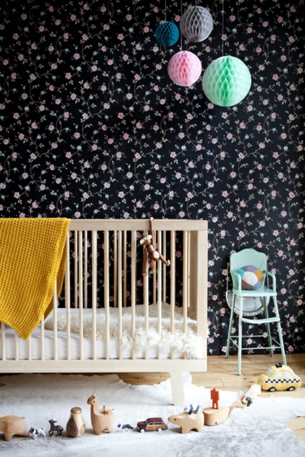 Babyzimmer gestalten deko ideen schwarz wand