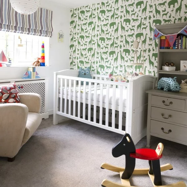 Babyzimmer tiermuster gestalten deko ideen thematisch einrichten