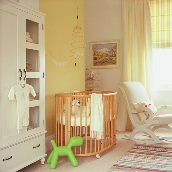 Babyzimmer gardinen gestalten gelb wandgestaltung