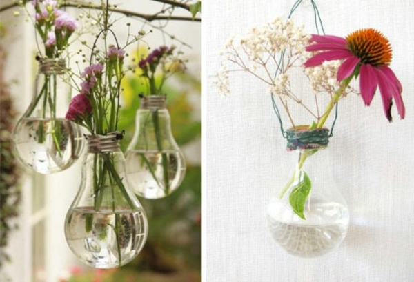 DIY Deko Glühbirnen gartenblumen