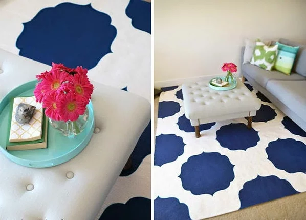 DIY Teppiche und Fußmatten blau weiß