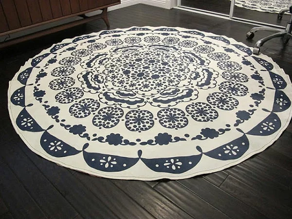 DIY Teppiche und Fußmatten weiß schwarz rund