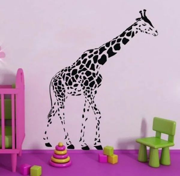 Dschungel Kindertapete Kinderzimmer gestalten lila giraffe