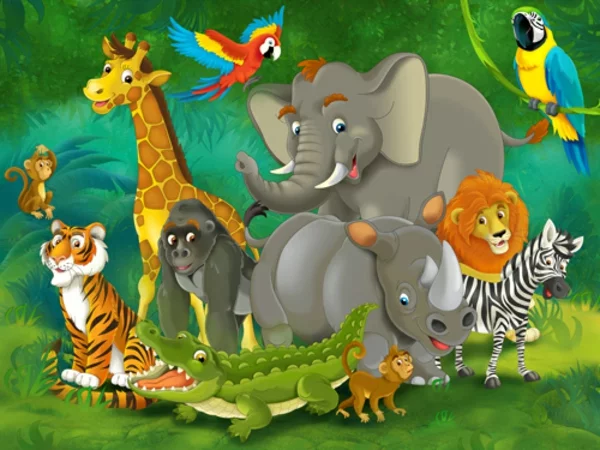Dschungel savanne Kindertapete Kinderzimmer gestalten tiere 