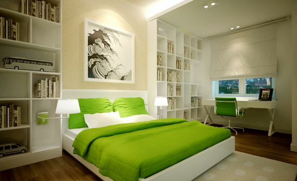 Feng Shui Schlafzimmer komplett farben gestalten grün 