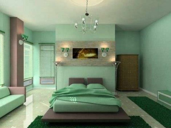 Feng-Shui Schlafzimmer farben gestalten minzgrün
