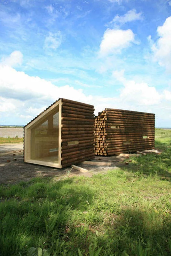 Holz bungalow Fertighaus Holz und Blockhäuser gras
