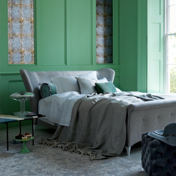 Schlafzimmer komplett gestalten grün tafel