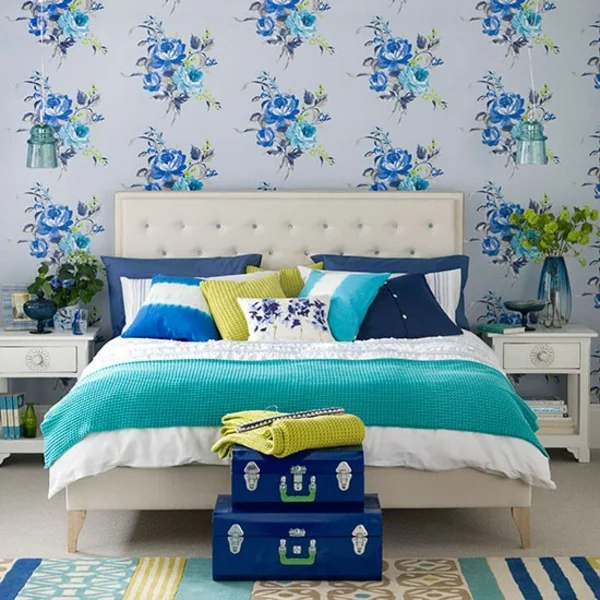 Schlafzimmer komplett gestalten kalte farbtöne