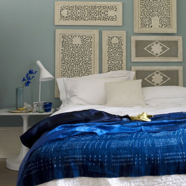 Schlafzimmer wanddeko komplett gestalten könnigblau