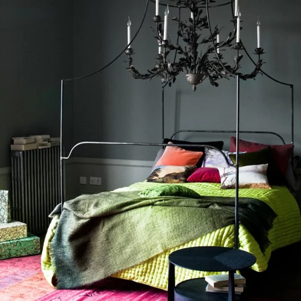 Schlafzimmer komplett gestalten mattiert wandfarbe