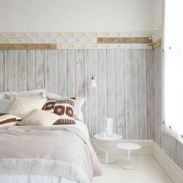 Schlafzimmer gestalten rustikal wandverkleidung komplett 