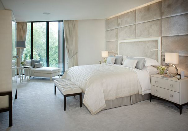 Schlafzimmergestaltung polsterung Wandfarben deko einrichten weiß