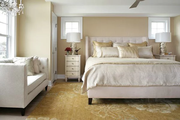 Schlafzimmergestaltung teppich Wandfarben deko einrichten