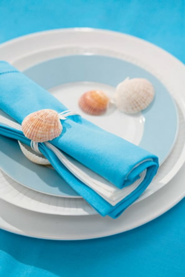 Sommer himmelblau Souvenirs servietten falten blau