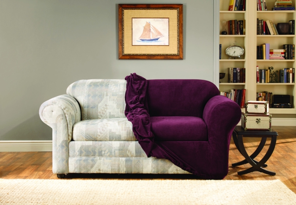 Stretchbezug beistelltisch Sofa purpurrot samt