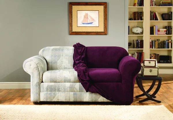 Stretchbezug beistelltisch Sofa purpurrot samt