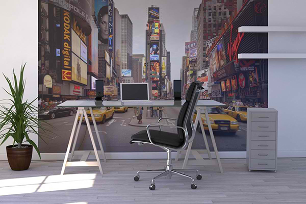 arbeitszimmer gestalten heimbüro wandgestaltung fototapete new york