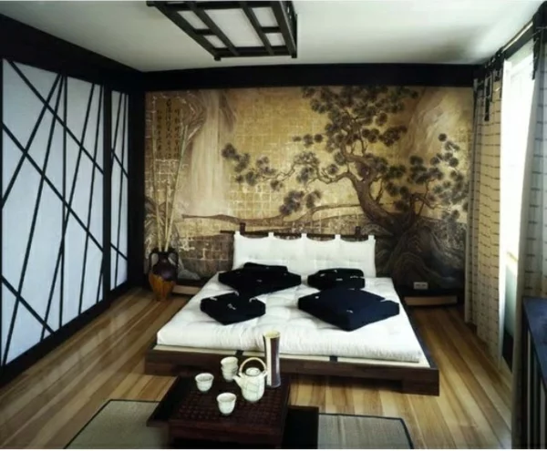 schlafzimmer orientalisches design dekotapete bett