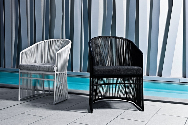 außenmöbel designer möbel outdoor lounge möbel sessel schwarz weiß gartenmöbel