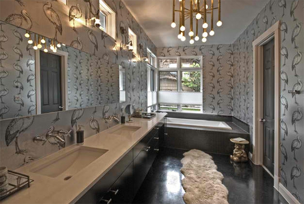 badezimmer design badspiegel badmöbel kronleuchter 