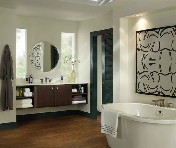 badezimmer design badspiegel waschschrank freistehende badewanne