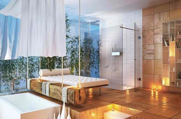 bodengleiche dusche holzfliesen massagebett moderne badezimmer moma design