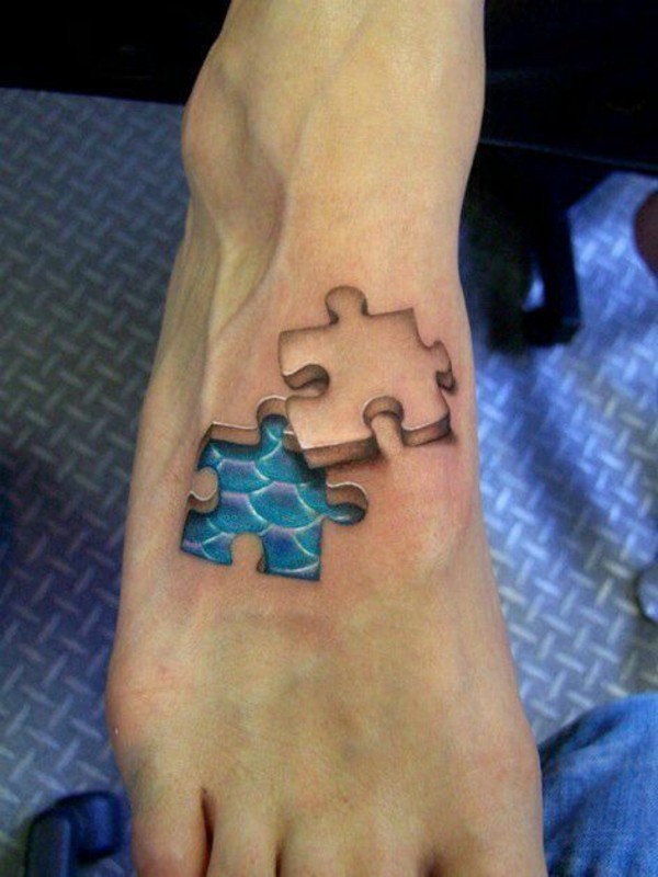 coole tattoos 3d puzzle am fuß
