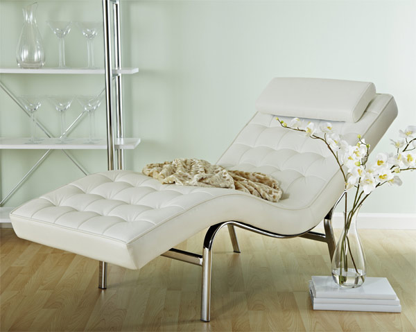 designer liegesessel lederrsessel elegant weiß schlafzimmer einrichten relaxmöbel